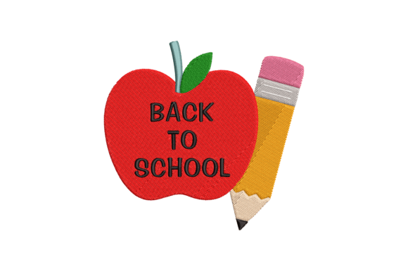 Back to School Apple and Pencil Embroidery Design