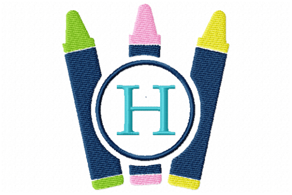 Crayons Frame Monogram Letter H