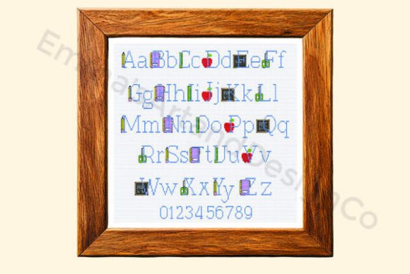 School Alphabet Cross Stitch Pattern Review for Merch