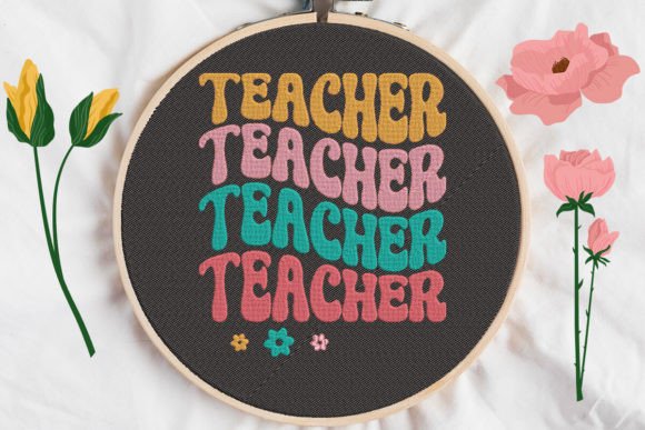 Teacher Sign Echo Stacked: Embroidery Review for Apparel